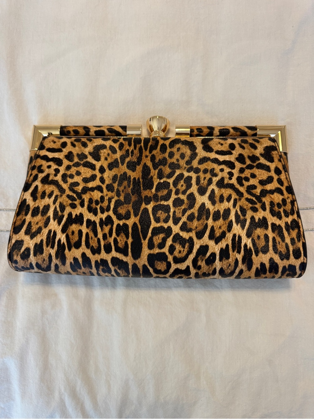 Source Unknown Leopard Print Clutch with Gold Frame